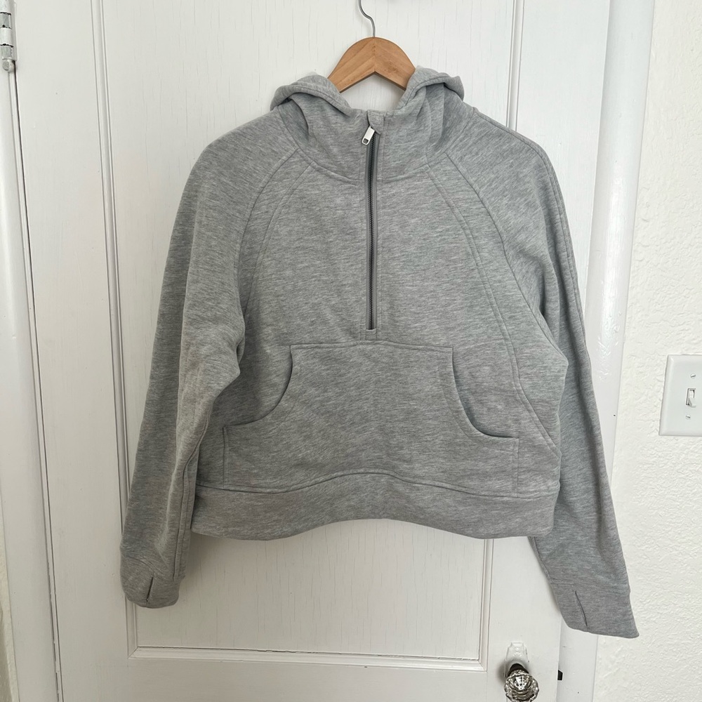 H&M Light Gray Half-Zip Hoodie Sweatshirt